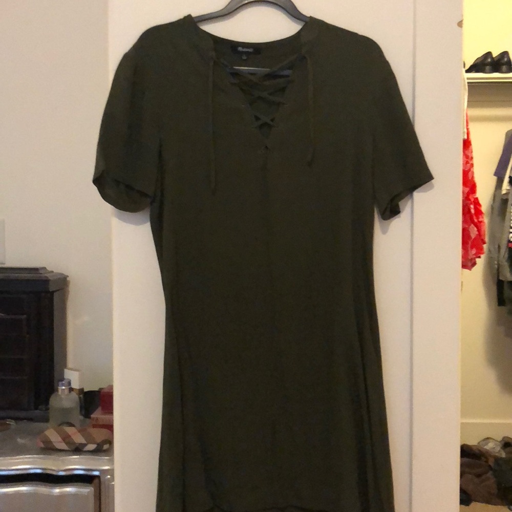 Green Madewell lace up dress
